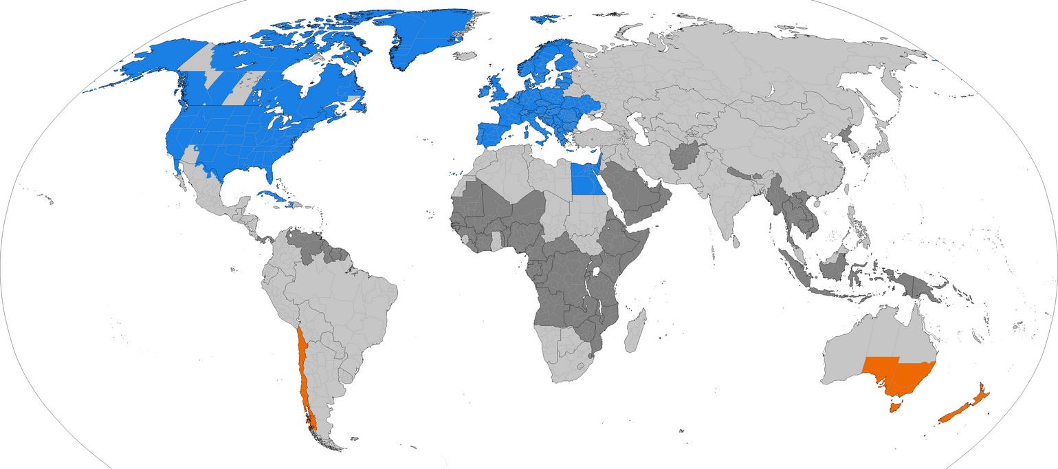 Map of the Countries Using Daylight Saving Time 